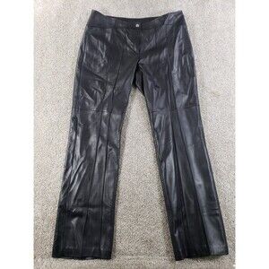 Escada Womens Lambs Skin Soft Leather Pants Black 44 Lined